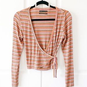 Urban Outfitters Striped Wrap Top
